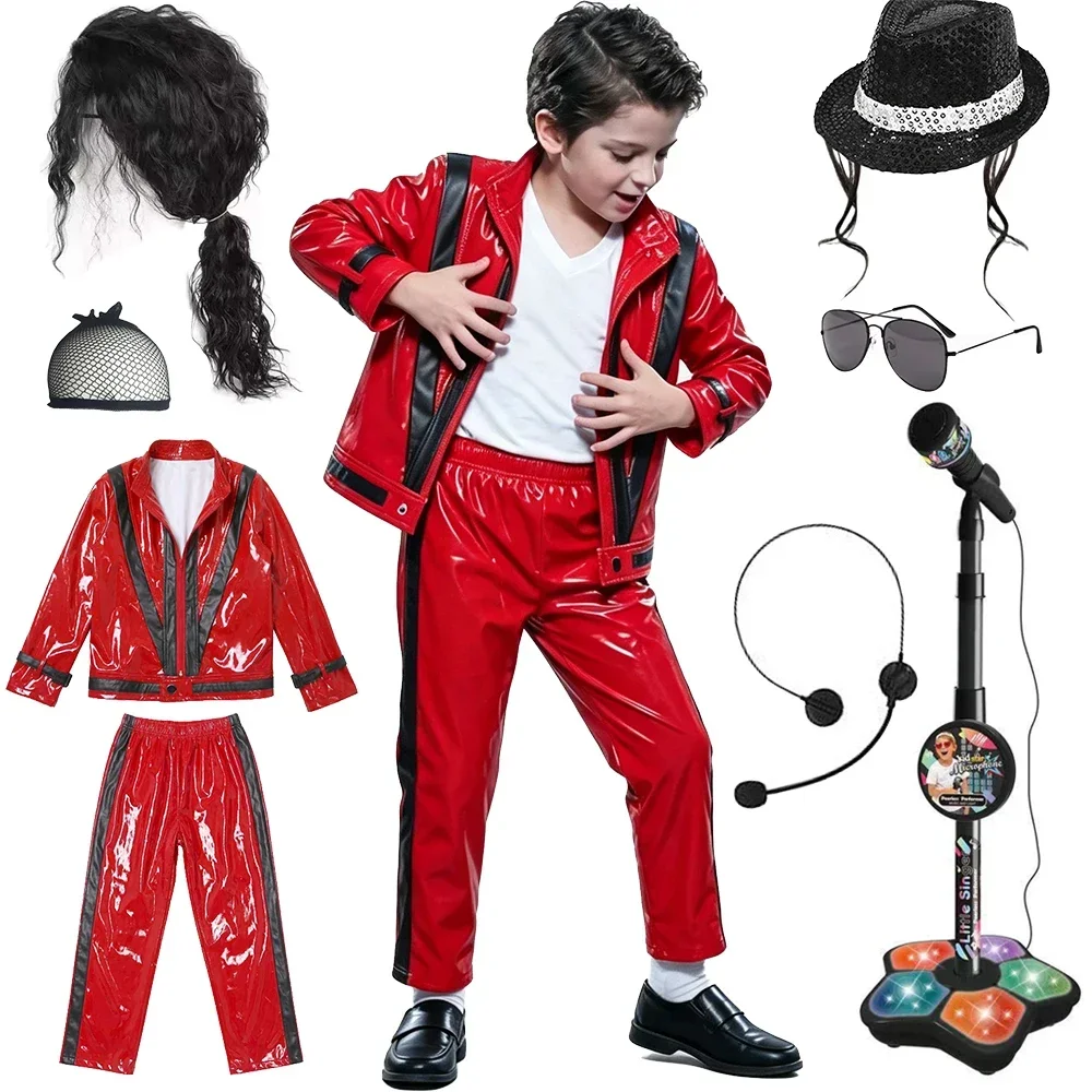 Vintage Victorian Fashion - Setelan Jaket dan Celana Kulit Merah