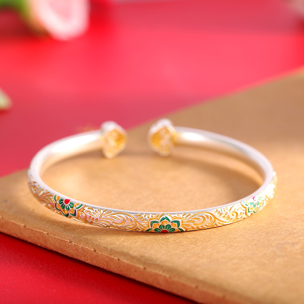 Vintage Fashion Ideas - Gelang Manset Terbuka Roset Enamel Baru