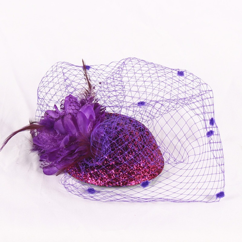 Vintage Fashion Hats - Kerudung Bunga Poliester untuk Pengantin, Hiasan