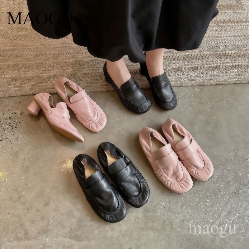 Vintage Fashion Ladies - Sepatu Kulit Lembut Wanita Model Lipit