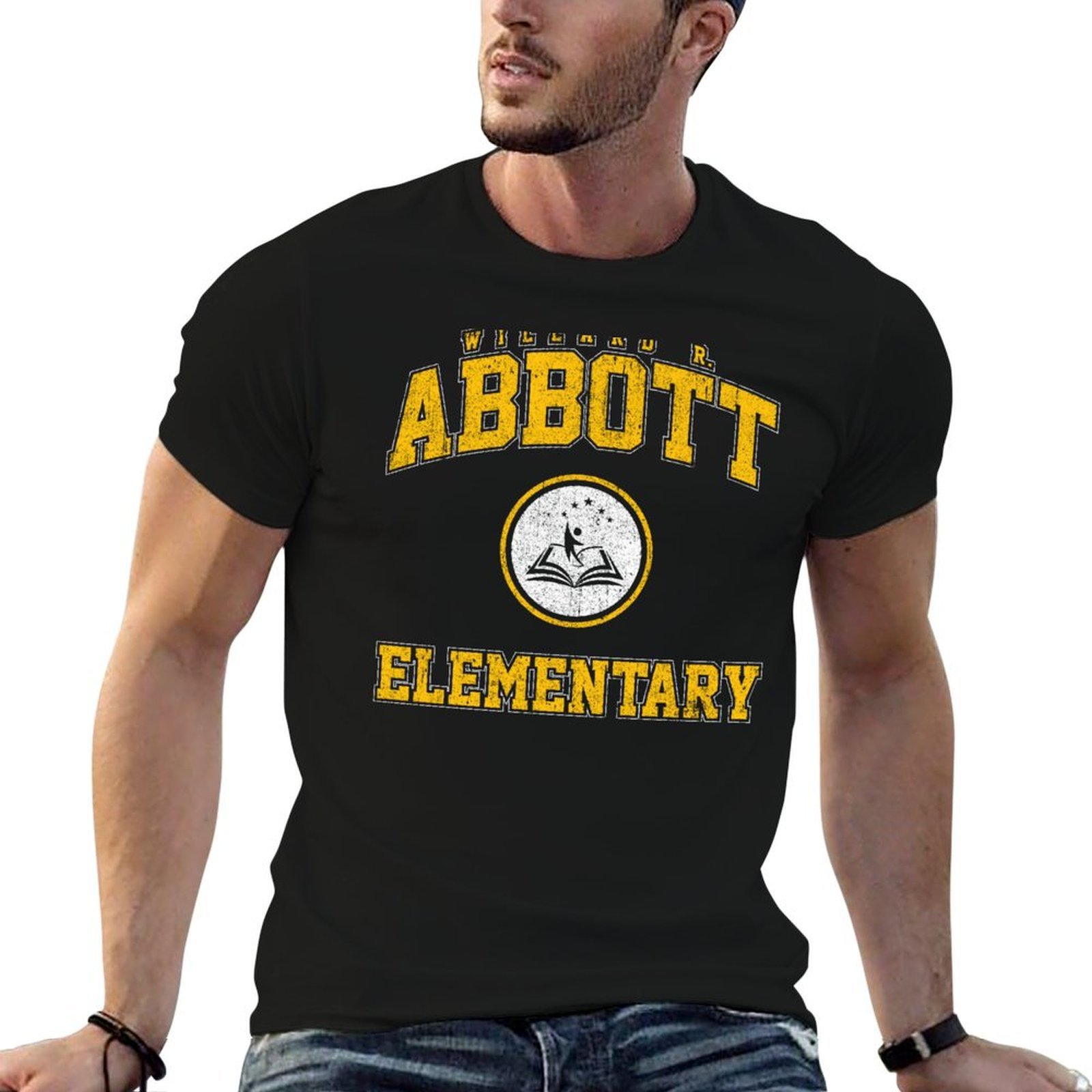 Vintage Fashion Archive - Kaos Abbott Elementary warna biru, model