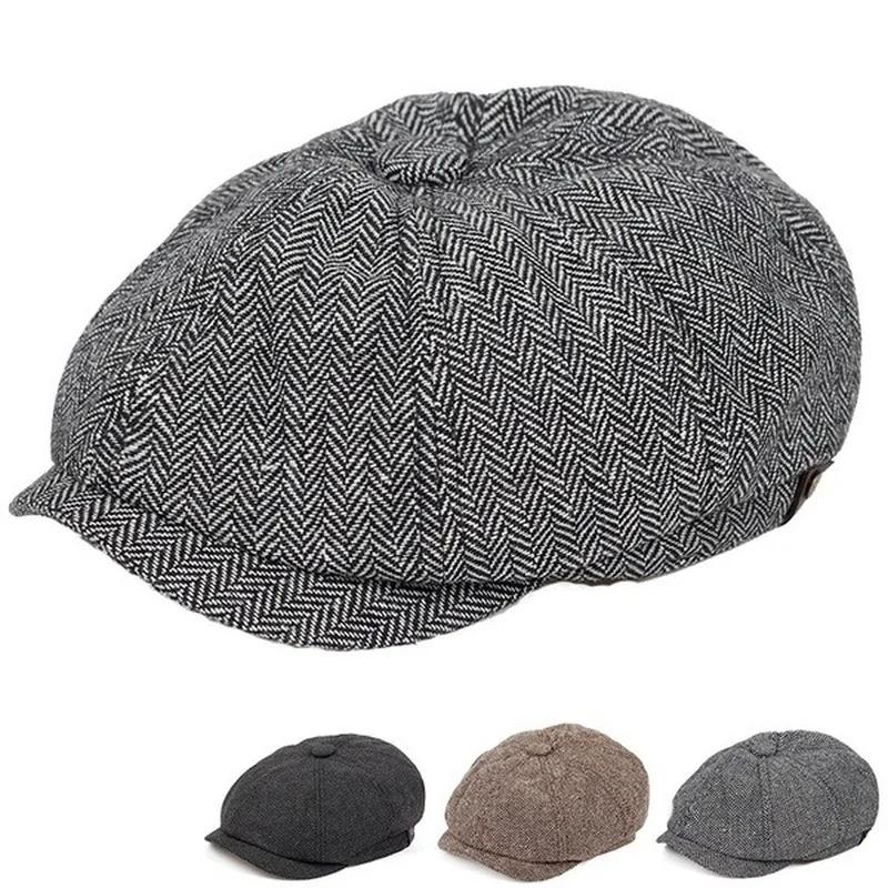 Vintage Fashion Hats - Topi Newsboy Oktagonal Katun Pria, Topi