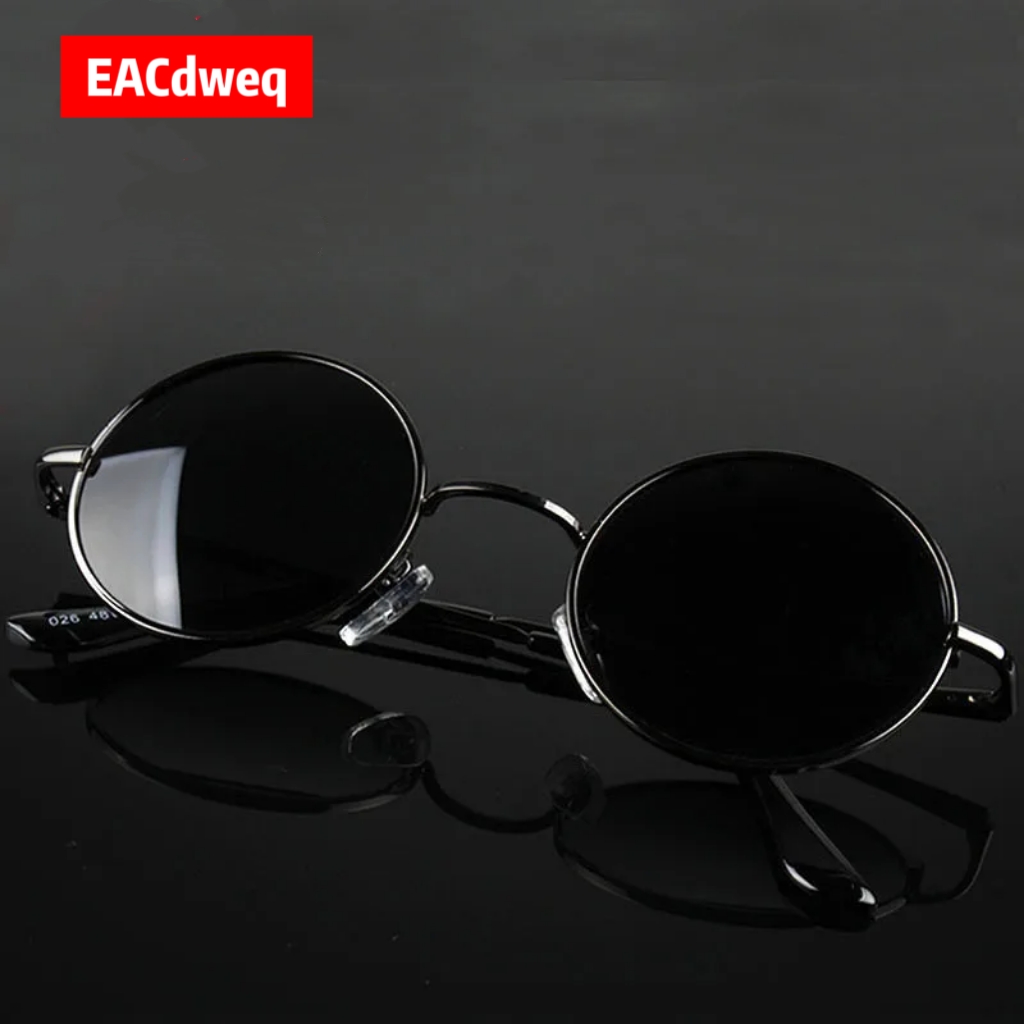 Vintage Fashion Images - Kacamata Hitam Bulat Retro Vintage Pria
