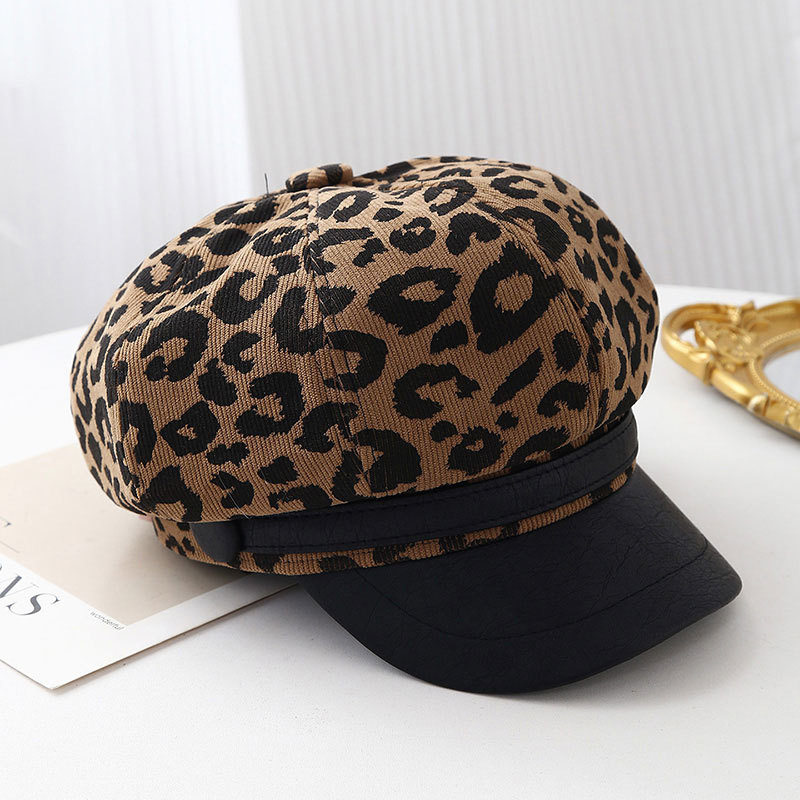 Topi Baret Lebar Bermotif Leop - Vintage Fashion Hats ulasan dan harga