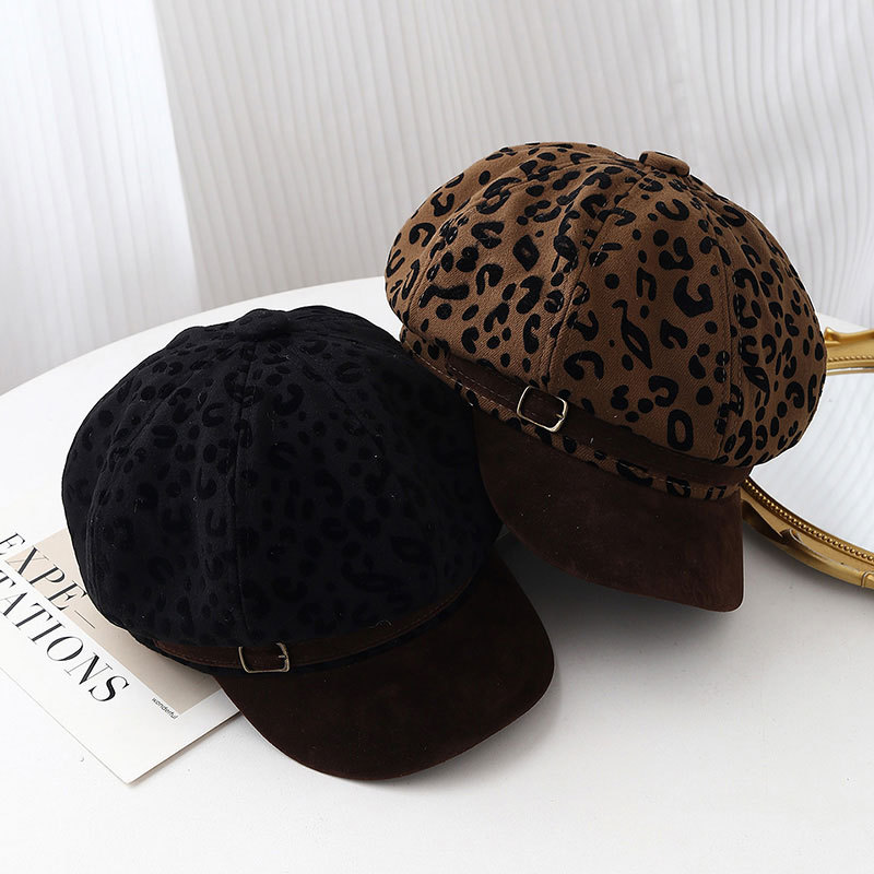 Topi Baret Lebar Bermotif Leop - Vintage Fashion Hats ulasan dan harga