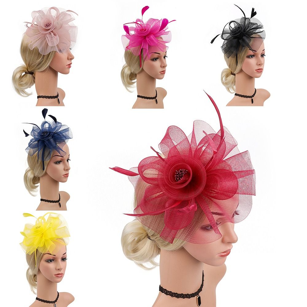 Topi Fascinator pita bulu topi - Vintage Fashion Hats ulasan dan harga