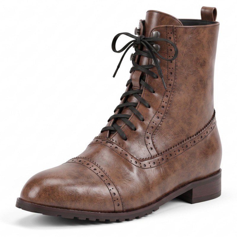Sepatu Bot Wanita Retro Kulit  - Vintage Fashion Ladies ulasan dan harga