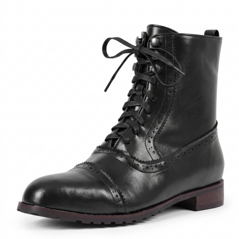Sepatu Bot Wanita Retro Kulit  - Vintage Fashion Ladies ulasan dan harga