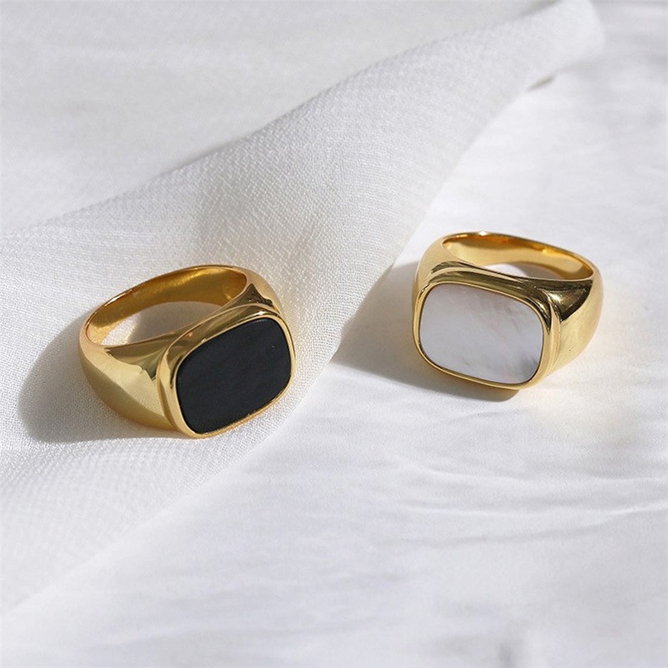 Cincin cangkang persegi Chunky - Vintage Fashion Outlet ulasan dan harga