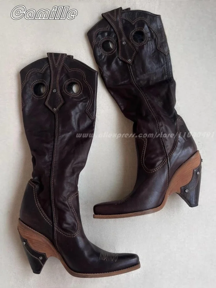 Sepatu bot kulit jari persegi  - Vintage Fashion Ladies ulasan dan harga